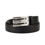 Hermès Black Leather Belt with Silver Buckle