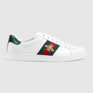 Gucci Unisex Ace Sneaker With Bee - White Leather Low-Top Trainer