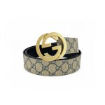 Gucci Women's Blue Cloth Interlocking Buckle Belt