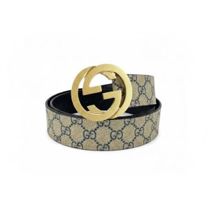 Gucci Women's Blue Cloth Interlocking Buckle Belt