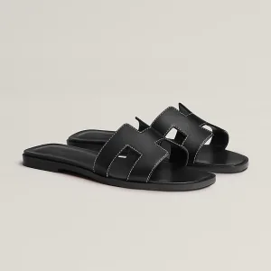 hermes-oran-leather-sandals-black-1