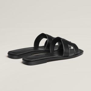hermes-oran-leather-sandals-black-5