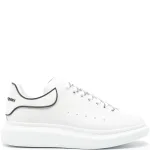 Alexander McQueen White Oversized Lace-Up Sneakers Black Heel & Trim